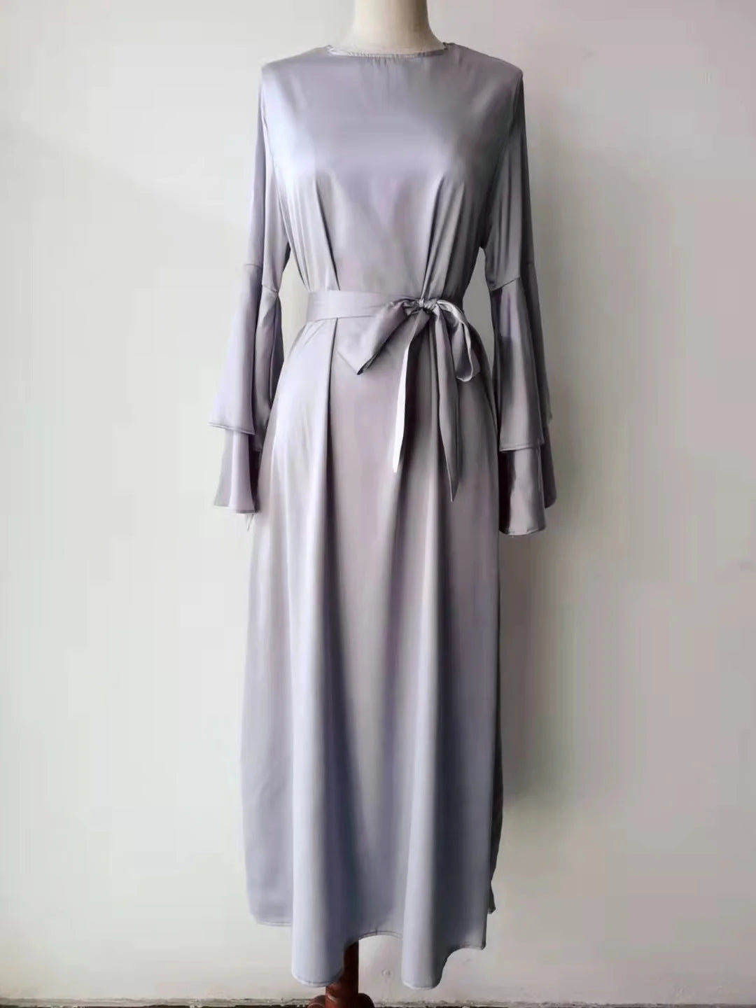 Plain Large Double Layer Flare Sleeve Abaya Dress