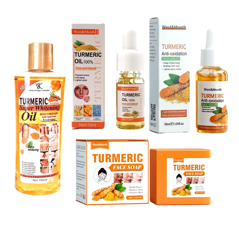 Turmeric Face Whitening Serum Turmeric Anti-Oxidation Serum Turmeric Dark Spot Corrector Serum Facial Brighten Turmeric Oil Soap
