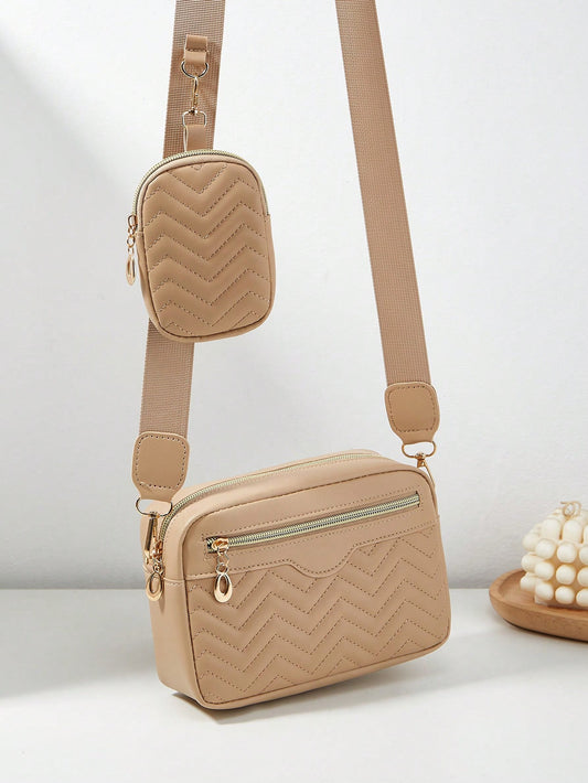 1 Piece Women'S Small Square Shoulder Bag, Quilted Crossbody Handbag with Coin Purse