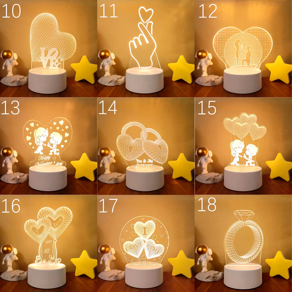 3D LED Lamp Creative 3D LED Night Lights Novelty Illusion Night Lamp 3D Illusion Table Lamp for Home Decorative Light