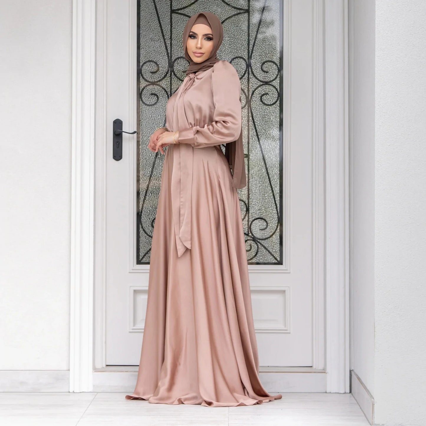 Women'S Modest Stylish Big Satin Dress