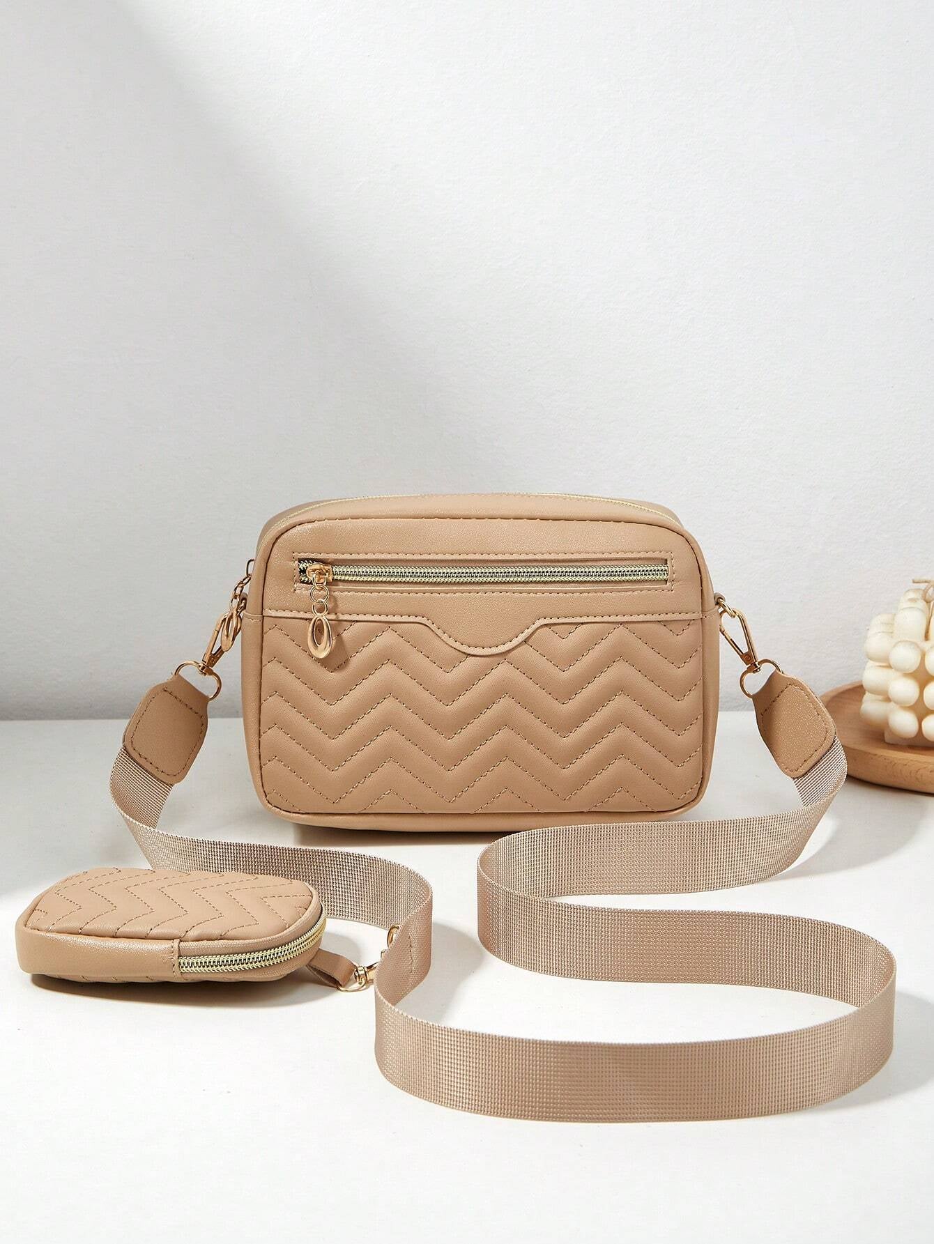 1 Piece Women'S Small Square Shoulder Bag, Quilted Crossbody Handbag with Coin Purse