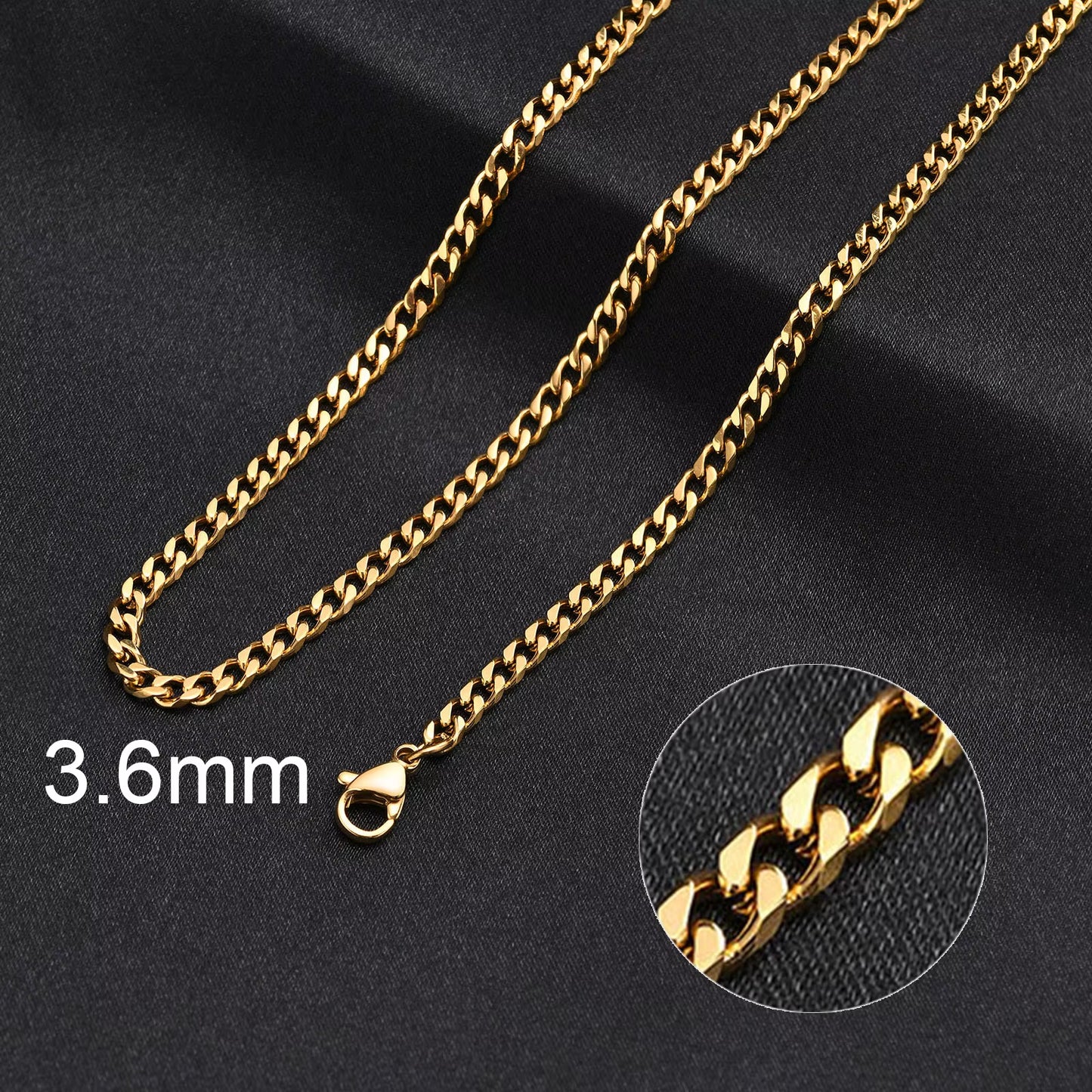 Basic Cuban Chain Necklace for Men Women,Stainless Steel Curb Link Chain Collar,3/5/7/9/11Mm Width Black Gold Retro Color Choker