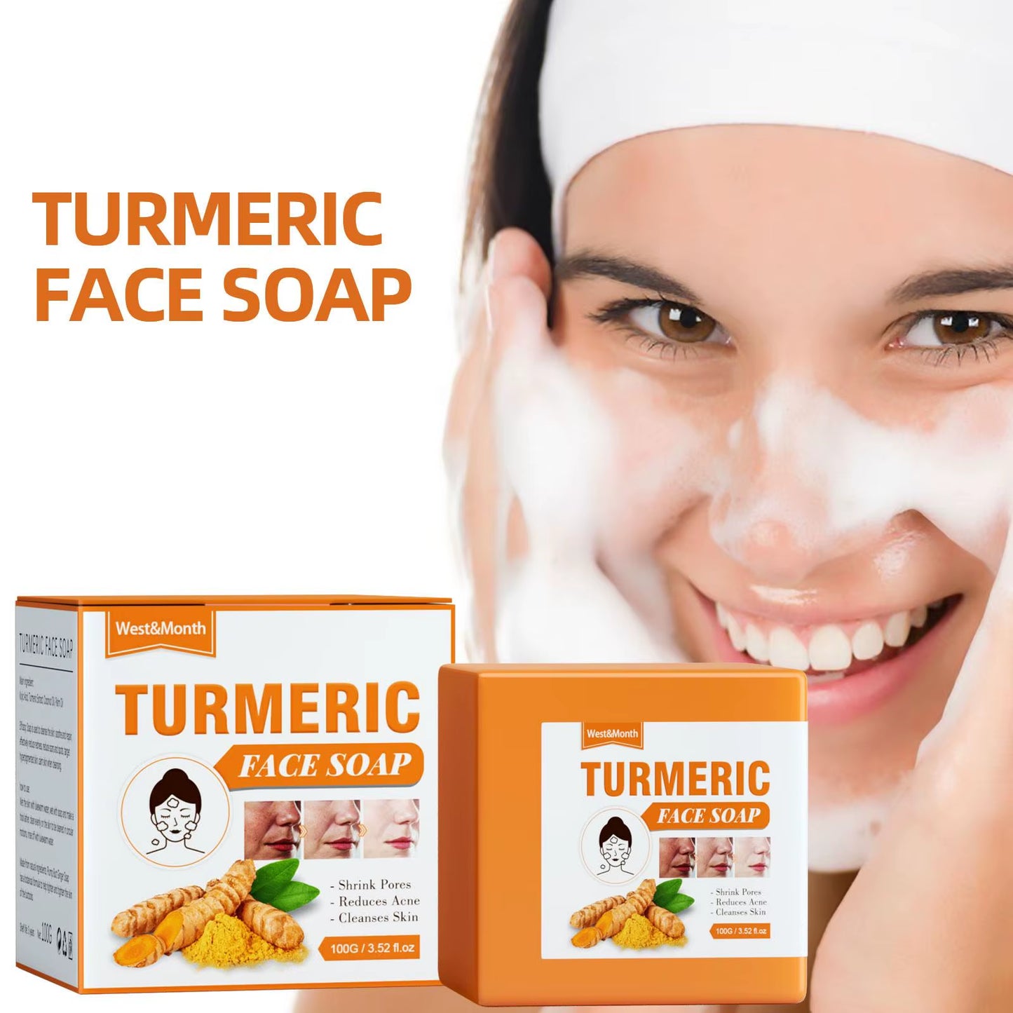 Turmeric Face Whitening Serum Turmeric Anti-Oxidation Serum Turmeric Dark Spot Corrector Serum Facial Brighten Turmeric Oil Soap