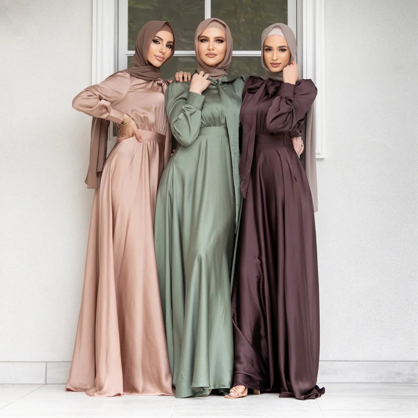 Women'S Modest Stylish Big Satin Dress